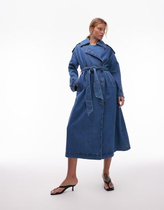 Topshop Trench in denim blu medio