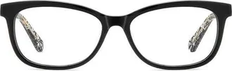 Kate Spade New York bronwen 52mm rectangular optical glasses in Black Pattern Crystal at Nordstrom