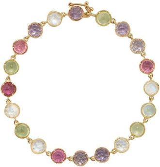 Irene Neuwirth 18kt yellow gold gemstone bracelet - women - 18kt Yellow Gold/Amethyst/Pink Tourmaline/Moon Stone/Prehnite - One Size