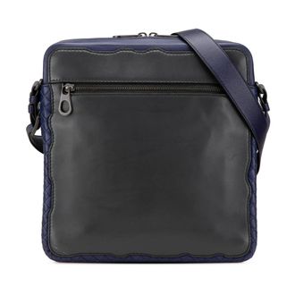 Bottega Veneta Pre-owned Intrecciato Trimmed Leather Crossbody - Dames - Pre-owned - Zwart - Maat: ONE Size Leer