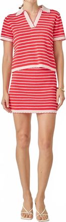 English Factory Lila Scallop Knit Skirt In Red