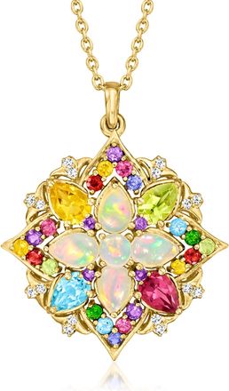 Ross-Simons Opal and Multi-Gemstone Pendant Necklace in 18kt Gold Over Sterling