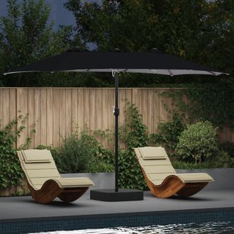 Berkfield Home Garden Parasol Folding Black 385 x 209 x 244 cm Fabric