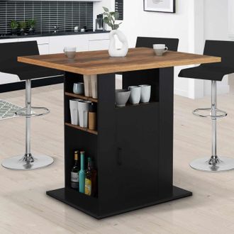 IDMarket Hawkins Ugo 110 Cm Negro Y Efecto Madera Oscura Centro Isla Con Unidades De Almacenamiento