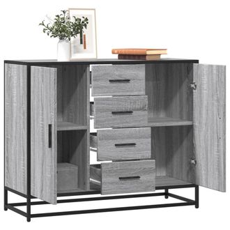 Berkfield Home Sideboard Grey Sonoma 92x35x76 cm Engineered Wood | Size: 92 x 35 x 76 cm
