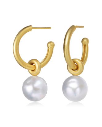 Genevive 14K Over Silver 12-12Mm Pearl Earrings