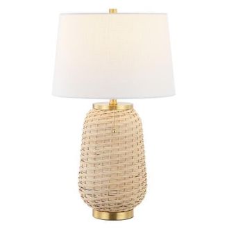 Jonathan Y Designs Chakrii Rustic Bohemian Iron/Rattan LED Table Lamp with Pull-Chain in Light Brown at Nordstrom