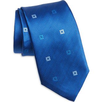 David Donahue Geometric Silk Tie in Royal at Nordstrom Rack