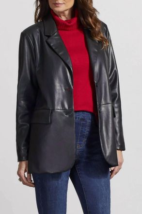Tribal Faux Leather Blazer In Black