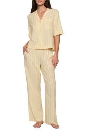 Eberjey Nautico Stripe Pajamas in Classic Stripe Sunbeam/Ivory at Nordstrom, Size Medium
