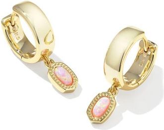 Kendra Scott Mini Ellie Wide Huggie Hoop Earrings in Gold Light Pink Opal at Nordstrom