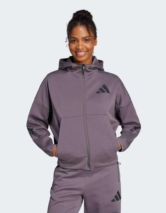 adidas Z.N.E. - Felpa con cappuccio grigio strata con zip