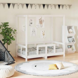 vidaXL Estructura De Cama Para Ni&ntilde;os Madera De Pino Blanco 70x140 Cm Vidaxl