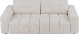 VENTE-UNIQUE.COM Sof&aacute; fijo poli&eacute;ster 3 plazas beige 220x100cm