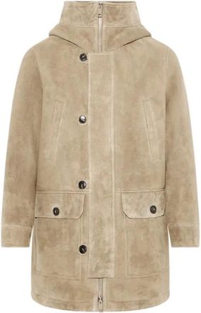 Yves Salomon Manteau 90cm Agneau Merinos Velours - Heren - Jassen - Beige - L - Jassen