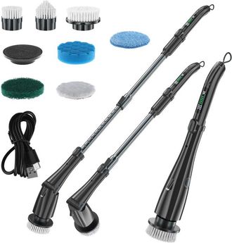 OEM Cepillo De Limpieza Inal&aacute;mbrico Giratorio De 7,4 V, Multifunci&oacute;n Con 7 Cabezales, Mango Ajustable Y 3 Velocidades (para El Hogar, La Cocina Y El Ba&ntilde;o)