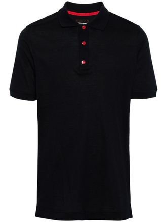 Kiton Piqu&eacute; poloshirt - Blauw