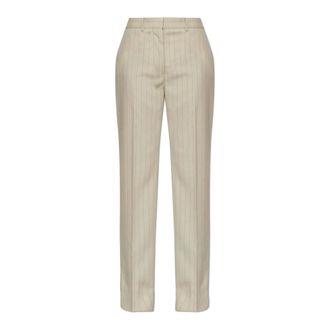 Acne Studios Straight Trousers, female, Beige, Size: XS Wool Pinstripe Trousers