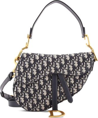 Dior Saddle Handbag with Strap Oblique Canvas Medium shoulder bag - Blauw