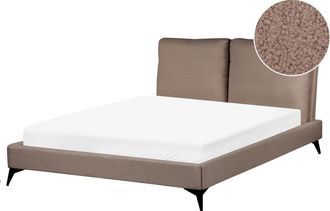 Beliani Cama matrimonial de tejido marr&oacute;n 140x200