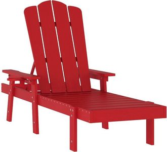 Flash Furniture Adjustable Adirondack Lounger with Cup Holder, Red