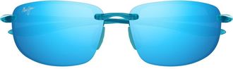 Maui Jim Hookipa 64mm Oversize PolarizedPlus2 Rectangular Sunglasses in Shiny Transparent Blue at Nordstrom