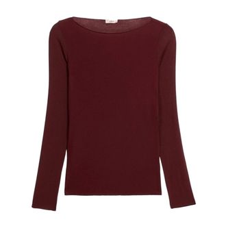 Oltre Camiseta de mezcla de algod&oacute;n y cachemira - Knitwear - Mujer - Rojo - 2XL