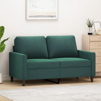 vidaXL Sof&aacute; De 2 Plazas De Terciopelo Verde Oscuro 120 Cm Vidaxl