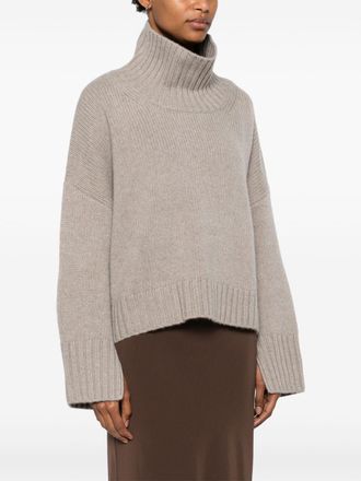 Soft Goat Ribbed Knit Sweater - Beige