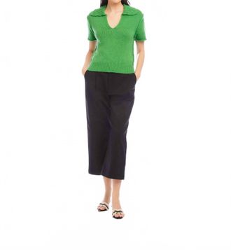 Fifteen Twenty Evie Knit Polo Top In Green
