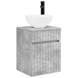 vidaXL Vanidad De Lavabo Montada En La Pared Gris Hormig&oacute;n Vidaxl