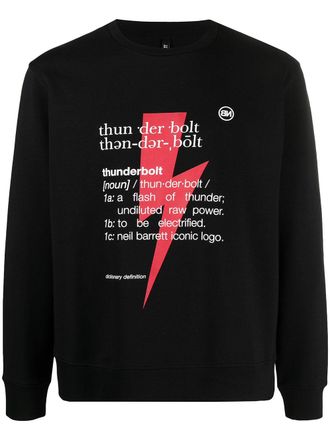Neil Barrett Thunderbolt-print sweatshirt - men - Cotton/Spandex/Elastane/Modal - M - Black