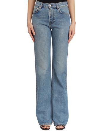 Haikure Womens Mediterranean Blue Flora Denim Pants - Light Blue Cotton - Size 26 (Waist)