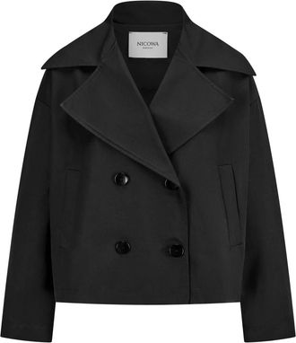 Nicowa Jassen, Dames, Zwart, XL, Moderne korte jas met NCW monogram hanger