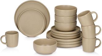 Alpina Vajilla 16 Piezas Taupe Cer&aacute;mica
