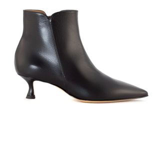 Mara Bini Schoenen, Dames, Zwart, 36 EU, Leer, Zwarte leren enkellaarsjes met kittenhak