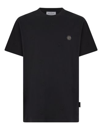 Philipp Plein Embroidered Round Neck T-Shirt Monogram Monogram