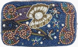 Oceanus Womens Sugarcoated Hand Embellished Pouch - Blue