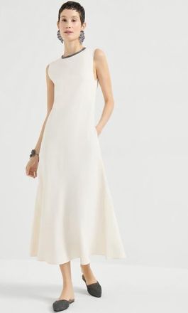 Brunello Cucinelli Dress with precious collar in Ivory at Nordstrom, Size Xx-Small Eu