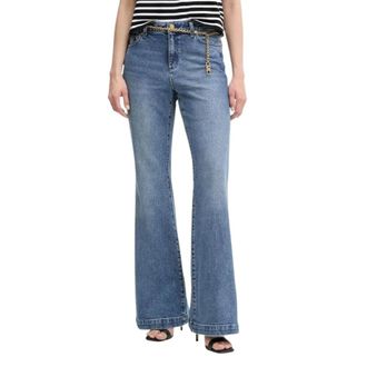 Michael Kors Jeans, Dames, Blauw, L, Katoen, Stretch Katoen Bootcut Jeans met Riem