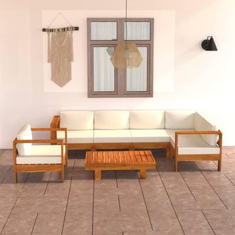 vidaXL Vidaxl - Conjunto De Jard&iacute;n 7 Piezas Con Cojines 100x60 Cm Madera De Acacia