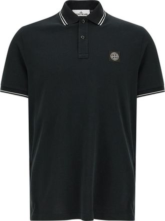 Stone Island Black Logo Patch Polo