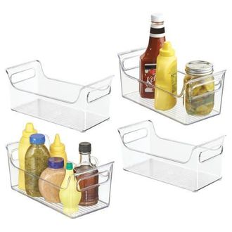 Linus Condiment Organizer for Fridge - Plastic Fridge Organizer Bins with Handles, Set of 4, Clear at Nordstrom