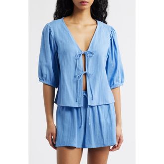 Rip Curl Vibe Surf Tie Front Top in Cornflower Blue at Nordstrom, Size Xx-Large