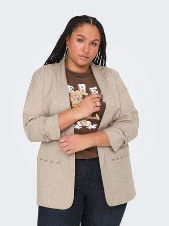 Only Carmakoma Kurzblazer ONLY CARMAKOMA CARELLY 3/4 LIFE BLAZER WVN, Damen, Gr. 42, weiss (wei&szlig; pepper detail:melange), Web, Obermaterial: 95% Polyester, 5% Elastha