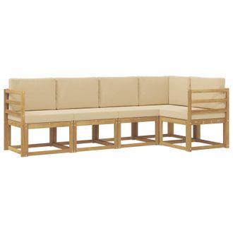 vidaXL Conjunto De Sof&aacute;s De Exterior Con Coj&iacute;n 5 Pcs Y Beige Vidaxl