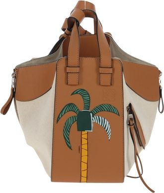 Loewe Ken Price Hammock Printed Leather And Canvas Beige Canvas Handbag (Pre-Owned)