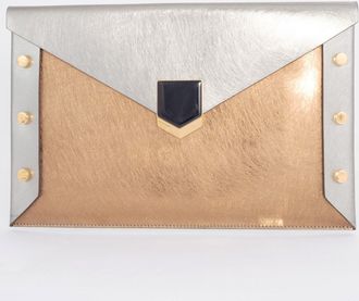 Jimmy Choo London gold Leather Clutch Bag (Pre-Owned)