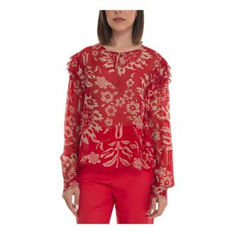 Liu Jo Blouses, female, Red, S, Floral Print Balloon Sleeve Blouse