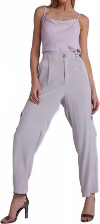 Bella Dahl Pleated Cargo Trouser In Silver Streak